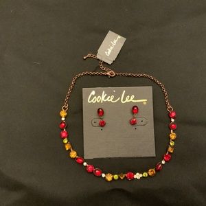 S7/ NWT 18” Cookie Lee Necklace & Earring Set 7 - Red Australian Crystal set